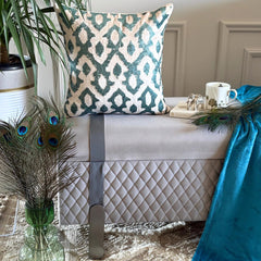 Peacock Insights - Teal Blue Velvet Throw Pillow Cover