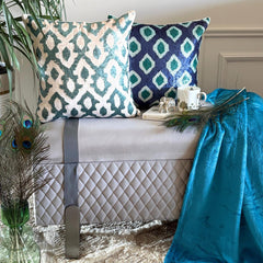 Mayurika - Blue Silk Throw Pillow Cover