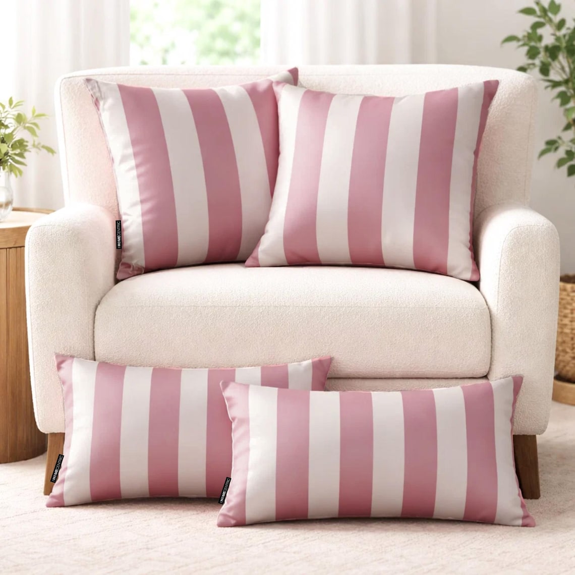Pink Vertical Throw Cushion Cover
