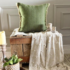 Evergreen Jute - Green Jute Throw cushion Cover