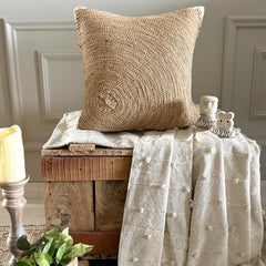 Back To Earth - Natural Beige Cotton Linen Decorative Euro Sham
