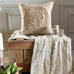 Earthy Rose - Natural Beige Cotton Linen Decorative Euro Sham