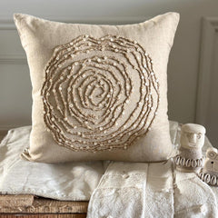 Earthy Rose - Natural Beige Cotton Linen Decorative Euro Sham