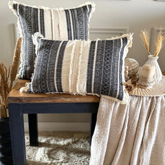 Casablanca Dream - Black Jacquard Throw Cushion Cover