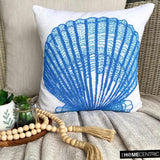 Oyster Bay - Blue Cotton Linen Throw Cushion Cover