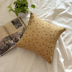 Jute Wheels - Beige Burlap Lurex Throw Pillow Cover