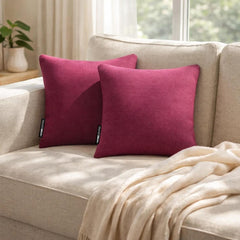 Set of 2 Magenta Linen Throw / Lumbar Cushion Cover - Magenta Linen
