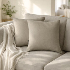 Set of 2 Fawn Gray Linen Throw / Lumbar Cushion Cover - Fawn Gray Linen