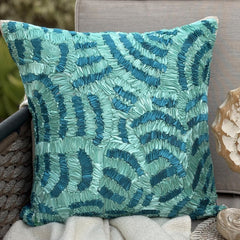Aqua Ripples Blue Silk Throw Cushion Cover