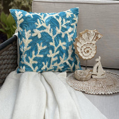 Aqua Ornate - Aqua Blue Art Silk Decorative Euro Sham