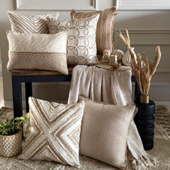 Jutee Love - Beige Linen Throw Cushion Cover