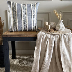 Moroccan Daze - Blue Jacquard Throw Pillow Cover