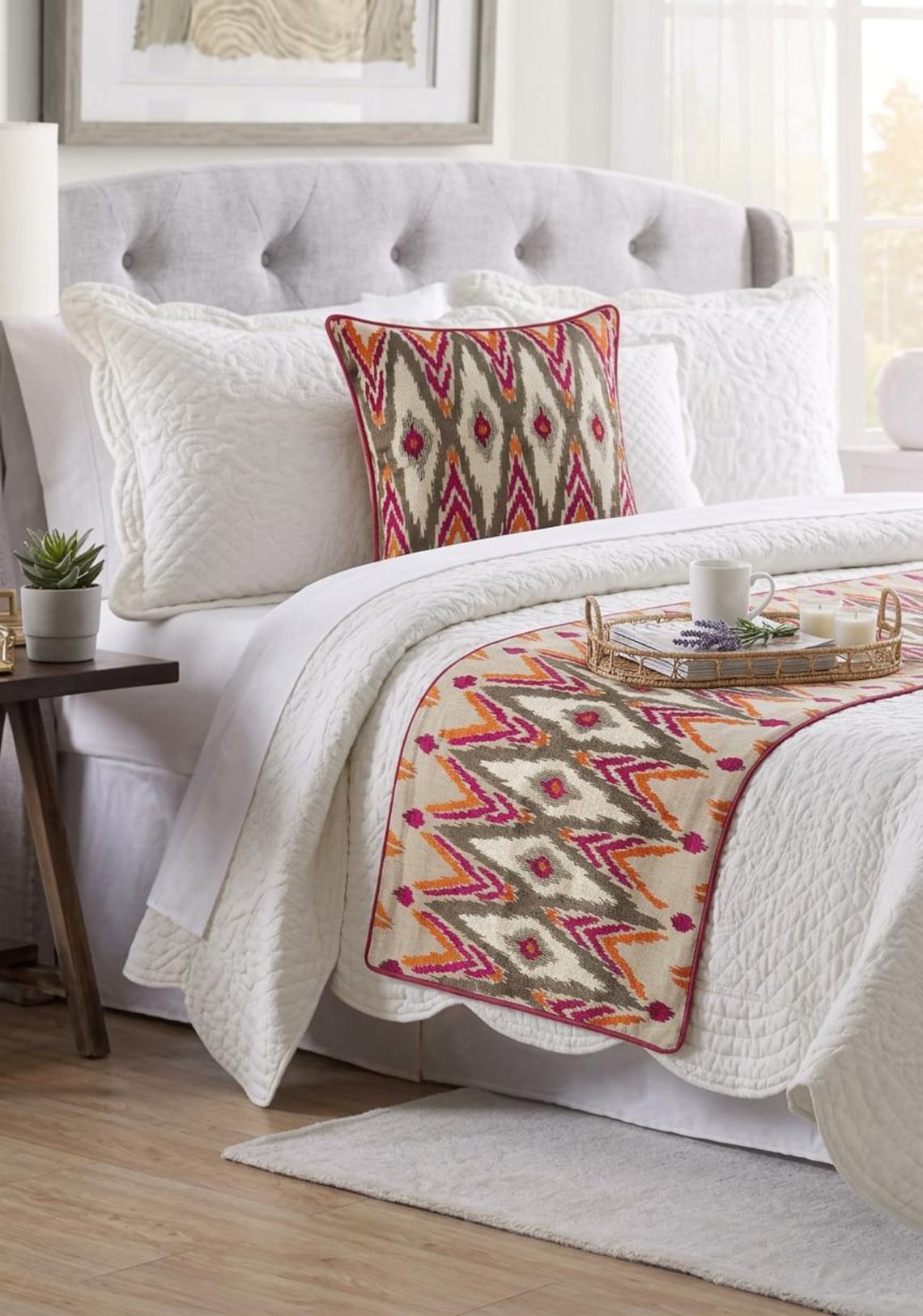 My Ikat Love Decorative Bed Runner with Cushion Cover