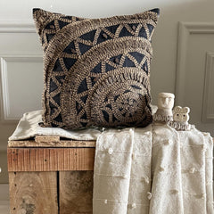 Jute Rebel - Black Art Silk Throw Pillow Cover