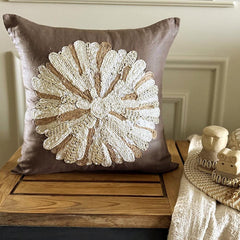Mother Nature - Brown Cotton Linen Throw Pillow Cover