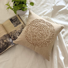 Earthy Rose - Natural Beige Cotton Linen Decorative Euro Sham