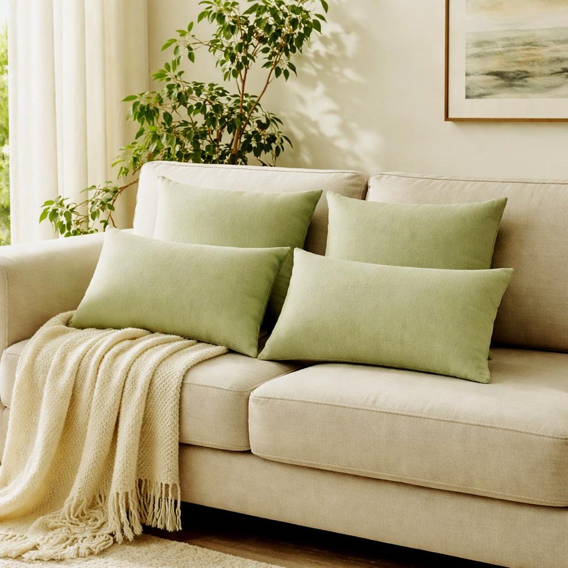 Sage Mint Throw Cushion Cover