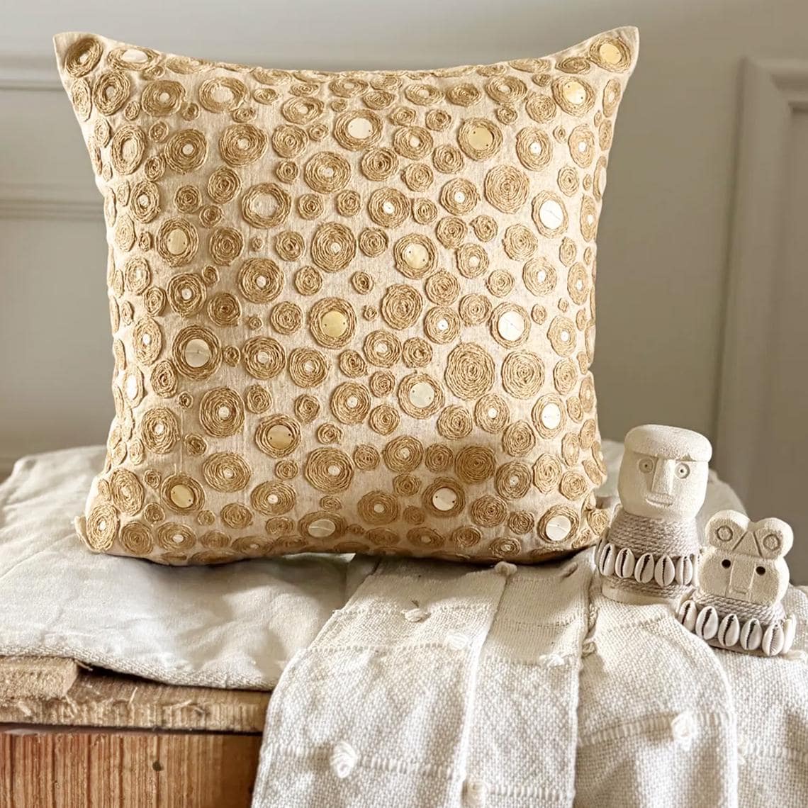 Jute Centric - Natural Beige Cotton Linen Decorative Euro Sham