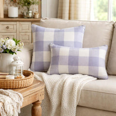 Lilac Plaid - Lavender Cotton Decorative Euro Sham