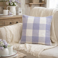 Lilac Plaid - Lavender Cotton Decorative Euro Sham