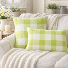 Chartreuse Plaid - Chartreuse Buffalo Checks Decorative Euro Sham