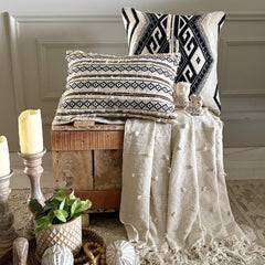 Moroccan Lounge - Black & Ivory Cotton Decorative Euro Sham
