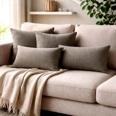 Set of 2 Silver Gray Linen Throw / Lumbar Cushion Cover - Silver Gray Linen
