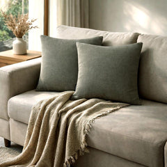 Set of 2 Silver Gray Linen Throw / Lumbar Cushion Cover - Silver Gray Linen