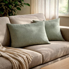Set of 2 Sea Salt Linen Throw / Lumbar Cushion Cover - Sea Salt Linen