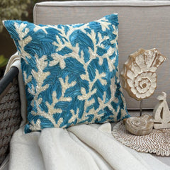 Aqua Ornate - Aqua Blue Art Silk Decorative Euro Sham