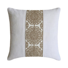 White Linen Throw Cushion Cover - Ivora Mandala