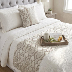 Ivory Delicacy Decorative Bed Runner and Cushion Cover