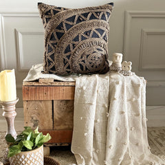 Jute Rebel - Black Art Silk Throw Pillow Cover