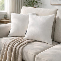 Set of 2 Ivory Linen Throw / Lumbar Cushion Cover - Ivory Linen