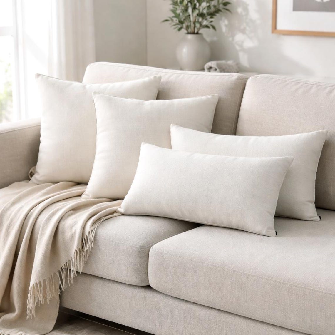 Ivory Linen Throw Cushion Cover