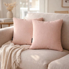 Set of 2 Pink Linen Throw / Lumbar Cushion Cover - Light Pink Linen