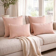 Light Pink Linen Throw Cushion Cover