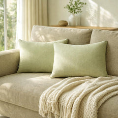 Set of 2 Sage Mint Linen Throw / Lumbar Cushion Cover - Sage Mint