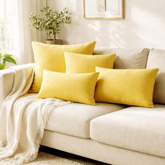 Yellow Linen Throw Cushion Cover