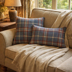 Plaidscape Blue - Blue Velvet Winter Plaid  Throw Cushion Cover
