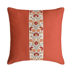 Coral Orange Linen Throw Cushion Cover - Coral Blossom