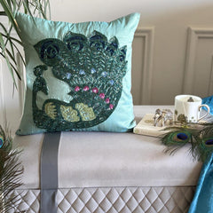 Peacock Glam Blue Euro Sham Cover
