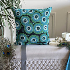 Sea Tornado - Blue Art Silk Throw Pillow Cover