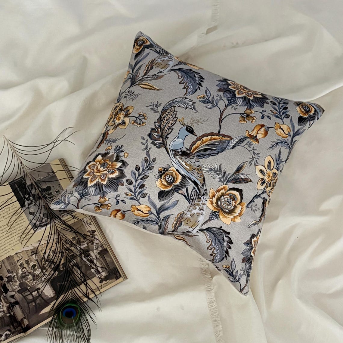 Peacock Beau Throw Cushion Cover