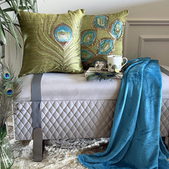 Peacock Abstract - Green Art Silk Throw Pillow Cover