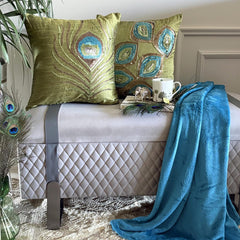 Peacock Abstract - Green Art Silk Decorative Euro Sham