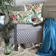 Maurya Elegance - Turquoise Blue Cotton Throw Cushion Cover
