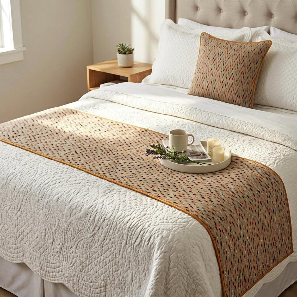 Happy Chevy Decorative Bed Runner with Cushion Cover