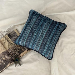 Electric Stripes - Blue Velvet Throw Cushion Cover