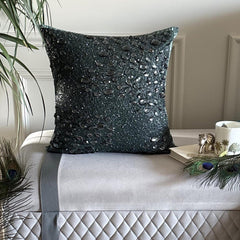 Peacock Jewel - Green Silk Throw Cushion Cover